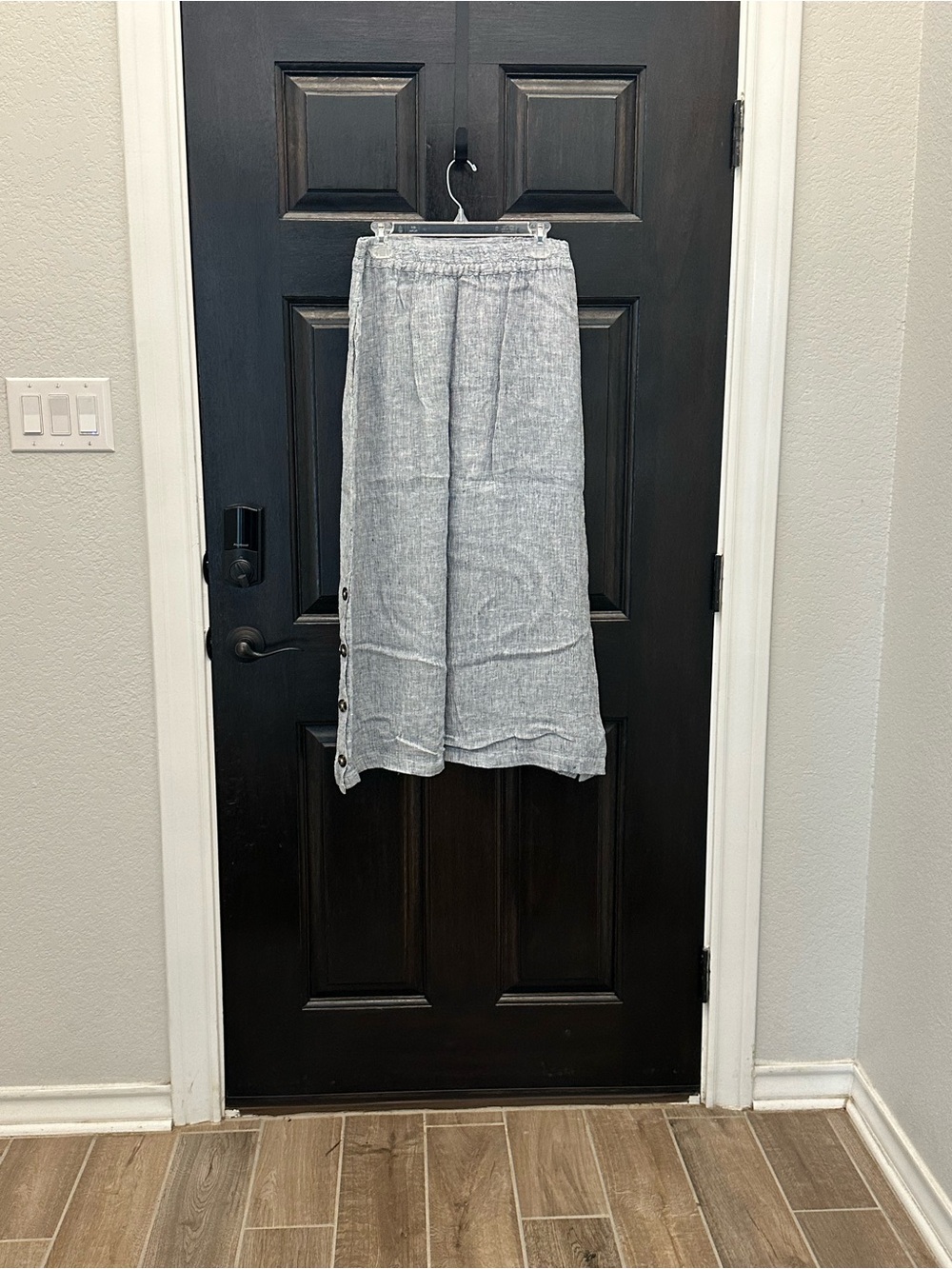 Tahari Light Gray Linen Maxi Skirt with Side Buttons Medium - Picture 2 of 6